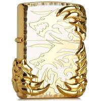 ZIPPO打火机SC0427  三爪六面镀金两面凹刻金龙族部落