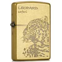 ZIPPO打火机SC0573 蚀刻填漆豹子 两面加工-仿古铜