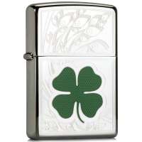 ZIPPO打火机24699 四叶草 (镜面雕刻灌水晶漆)