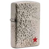 ZIPPO打火机SC1621 五面面加工红五星 岩石表面-镀铬 39960