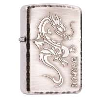 ZIPPO打火机SC0296 盔甲双面加工镀铬拉丝凿边工艺 腾龙162-34850