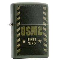 ZIPPO打火机28337 USMC 绿哑漆彩印