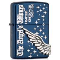 ZIPPO打火机SC1893 三面加工 镶钻天使之翼-蓝冰 PAW-212BNS