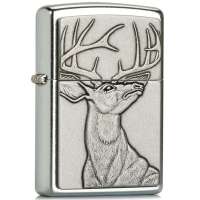 ZIPPO打火机21230 长寿鹿 镀铬徽章