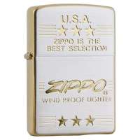 ZIPPO打火机SC1458 拉丝蚀刻五面镀金 USA五角星 168