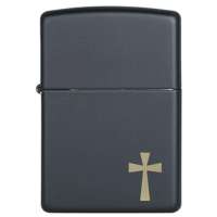 Zippo打火机 黑色哑漆灵感十字架打火机24721