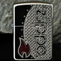 ZIPPO打火机 盔甲火焰标志打火机24801