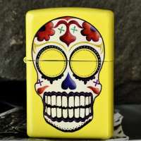 Zippo打火机 黄光漆彩绘小丑骷髅打火机24894