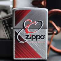 ZIPPO打火机 人字纹拉丝镀铬射印-zippo80周年纪念版打火机28192