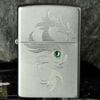 Zippo打火机 绿水晶 雕刻龙打火机 24478