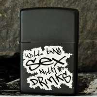 zippo打火机 买醉黑哑漆彩印打火机24723