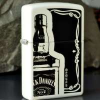 zippo打火机 白哑漆射印积丹尼之白里透型打火机28252