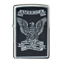 zippo打火机 镜面镀铬射印美国精神打火机28290