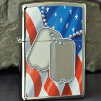 zippo打火机 镜面镀铬射印美国盾牌打火机28291