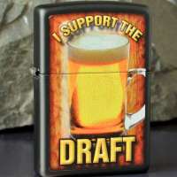 zippo打火机 黑哑漆立体射印纯啤酒打火机28294