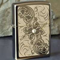 Zippo打火机 PVD浸染黑冰电脑激光刻花云打火机28324