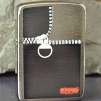 Zippo打火机 拉链拉丝PVD浸染射印打火机28326