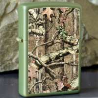 zippo打火机 绿彩哑漆双面射印粉碎之无限打火机28331