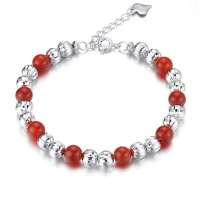 TFF蒂凡 925银镶红玛瑙手链 一生有你 附带质检证书