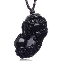 TFF蒂凡 热卖特级黑曜石吊坠 招财母貔貅(附带珠宝鉴定证书,赠韩式编绳)