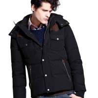 诠渡良品男装时尚休闲可脱卸帽羽绒服82367(黑色/XXL)