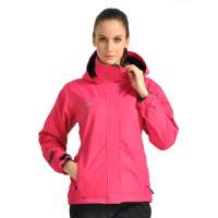 Makino犸凯奴情侣款女款珊瑚绒单层压胶冲锋衣1211(玫红/L)