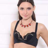  欧迪芬深V刺绣文胸BK-黑色(B80)XA13203