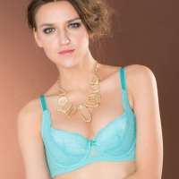  欧迪芬刺绣聚拢调整文胸AE-清海蓝(D80)XA13204