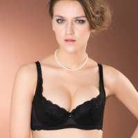  欧迪芬刺绣聚拢调整文胸BK-黑色(D75)XA13204