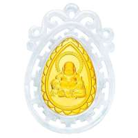 蓝色多瑙河千足金镶翡翠吊坠-金佛赐福