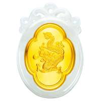 蓝色多瑙河千足金镶翡翠吊坠-天赐吉瑞