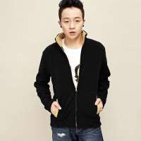 VANCL凡客诚品 撞色修身立领开衫 黑色/咖喱色 M