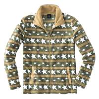 VANCL凡客诚品 条纹加星星立领开衫 橄榄绿色 M