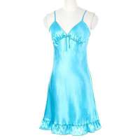 VANCL凡客诚品 荷叶边素色吊带裙 湖蓝 L