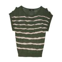 VANCL凡客诚品 镂空条纹宽松套衫 军绿米条 XL