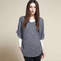 VANCL凡客诚品 大气斗篷式羊毛披肩 烟灰色 M