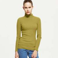 VANCL凡客诚品 莫代尔高领细罗纹套衫(女款) 芥黄色 M