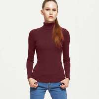 VANCL凡客诚品 莫代尔高领细罗纹套衫(女款) 酒红色 M