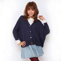 VANCL凡客诚品 日系飞翔蝙蝠袖针织开衫 藏青色 M