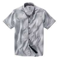 VANCL凡客诚品 渐变印花商务短袖衬衫 蓝白渐变格纹 M