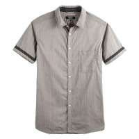 VANCL凡客诚品 时尚拼色提花短袖衬衫 黄底提花 M