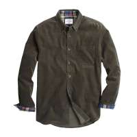 VANCL凡客诚品 Cords-简约素色灯芯绒休闲长袖衬衫 橄榄绿色 M