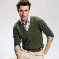 VANCL凡客诚品 高品质纯羊毛V领开衫(男款) 橄榄绿色 L
