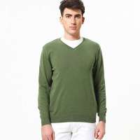 VANCL凡客诚品 全棉V领长袖针织套衫 森林绿色 S