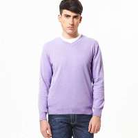 VANCL凡客诚品 全棉V领长袖针织套衫 薰衣草色 L
