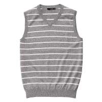 VANCL凡客诚品 全棉条纹针织背心 浅灰细条纹 XXL