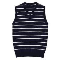 VANCL凡客诚品 全棉条纹针织背心 深藏蓝细条纹 S