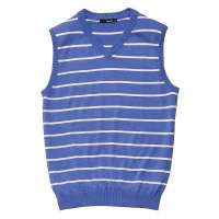 VANCL凡客诚品 全棉条纹针织背心 海蓝细条纹 XXL
