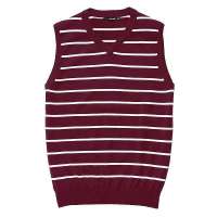 VANCL凡客诚品 全棉条纹针织背心 枣红细条纹 XXL