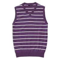 VANCL凡客诚品 全棉条纹针织背心 紫藤细条纹 S